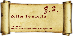 Zoller Henrietta névjegykártya
